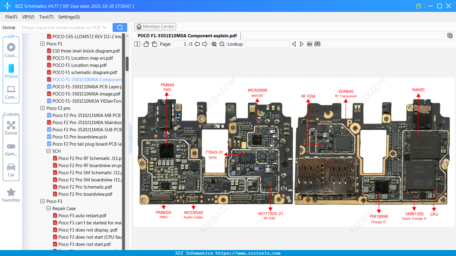 Xiaomi POCO F1-3501E10M0A Component Explain